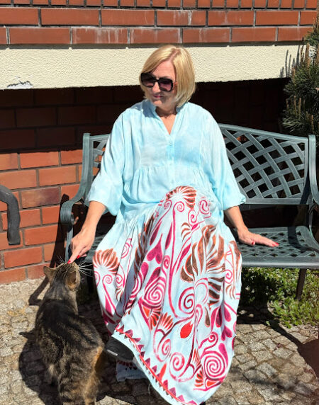 Długa sukienka LUKRECJA BŁĘKITNA