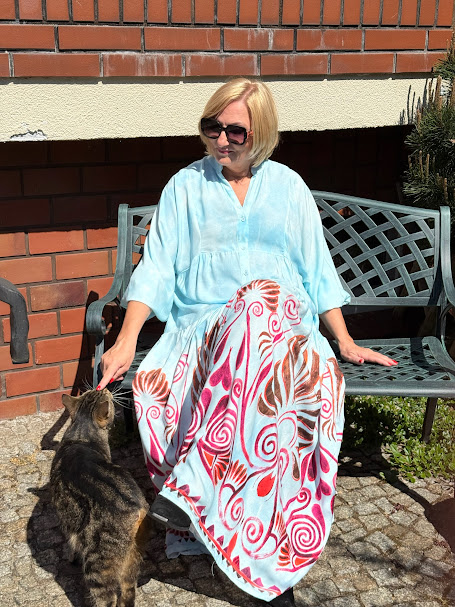 Długa sukienka LUKRECJA BŁĘKITNA