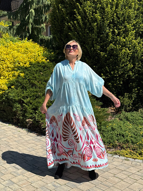 Długa sukienka LUKRECJA BŁĘKITNA